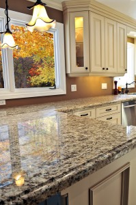 Modern luxury kitchen interior with granite countertop